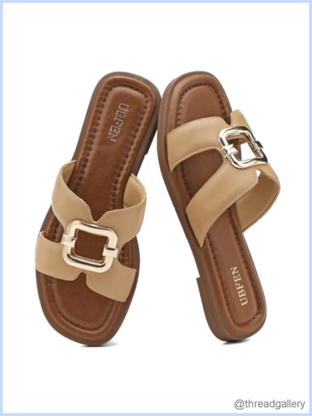 Women's Square Toe Flat Slide Sandals H-Band Slip On Beach Slides